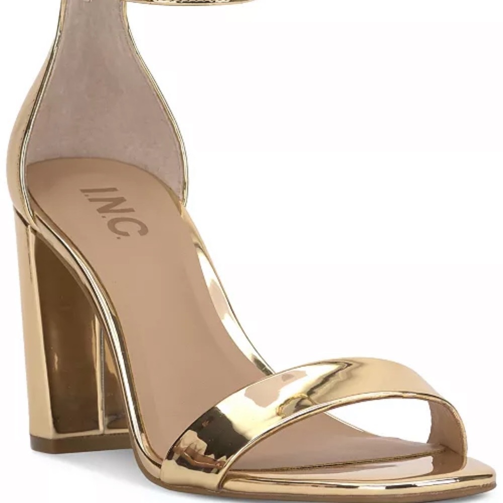 INC International Concepts Women's Gold Heeled Sandals. Worn only 2 hours!!